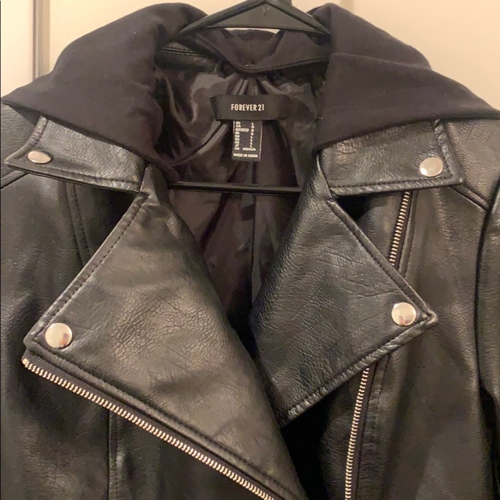 Hooded leather jacket